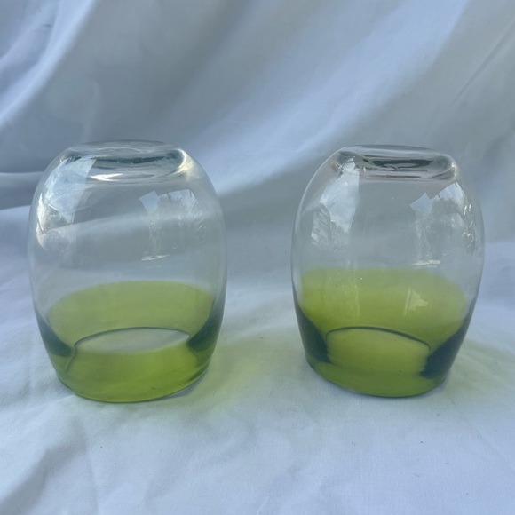 Green Handblown Lowball Cocktail Glasses - Picture 4 of 5
